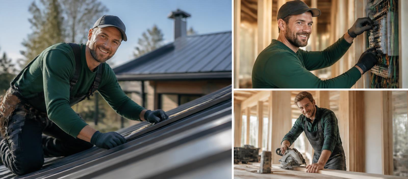 Handwerker bei der Arbeit auf einer Baustelle